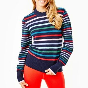 Addison Bay Navy Multicolor Striped Crewneck Sweater